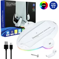 For PS5 Slim Stand Cooling Station With RGB LED Lighting And PS5 Slim Controller Quick Charger For PS5 Slim Disc