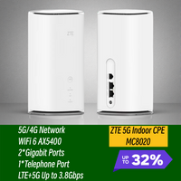 Unlocked ZTE 5G CPE MC8020 WiFi 6 AX5400 NFC Indoor Mesh Router SDX55 3.8Gbps 128 Users 4G LTE CAT22 Sim Card 5G Wireless Modem