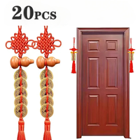 1-20PCS High Quality Wooden Gourd Pure Copper Five Emperor Money Pendant Chinese Knot Tassel Auspicious Knot Home Pendant