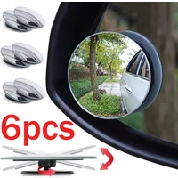 Car Small Round Mirrors Blind Spot Rear View Mirror Auxiliary Reversing Parking Convex Mirror 360 Degree Adjustable