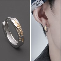 Fashion Simple Gold Flame Earring For Men Jewelry Cool Style 925 Sterling Silver Hoops Earrings Male Personality Ear Accessories
