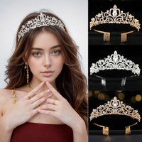 Luxury Crystal Crowns and Tiaras with Comb Headband for Girl Women Princess Birthday Party Wedding Prom Bridal Gifts