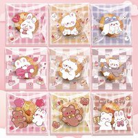 100pcs Plastic Biscuit Bags Moon Cake Cookies Bags Self-adhesive Snack Food Candy Packaging Bag Wedding Gift Decoration 10*10cm