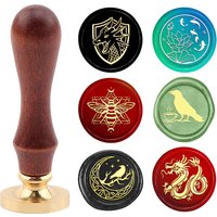 Dragon Wax Seal Stamp with Wooden Handle, Bees Dove Removable Brass Head For Notebook Envelope Invitation Card Decoration