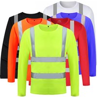 Reflective Shirt for Men Long Sleeve Work Shirt High Visibility for Night Working Hi Vis Safety Shirts Quick Dry