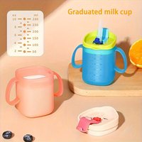 3-in-1-Strohhalmbecher, Lernbecher für Kinder mit Deckel, offenes Design, Schnabeltasse, Wasserflasche, Lerntrinkbecher mit Strohhalm, Deckel und