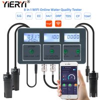 Yieryi WiFi Tuya Smart PH ORP TDS EC SALT S. G TEMP CF Moniteur de qualité de l'eau en ligne pour aquarium, enregistreur de données et contrôleur