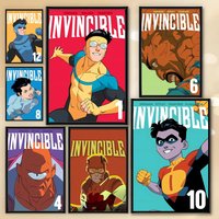 Cartoon I-Invincibles Anime Poster HD Art Sticky Wall Room Decor Home Waterproof Home Living Bar Aesthetic Decoration