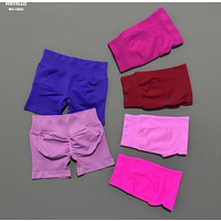 HISTELLO Impacts Sports Shorts Low Ribbed Band Scrunch Butt Women Yoga Gym Tights Pilates Seamless Pant Workout Running Leggings