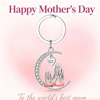 Fashion Mom Daughter Moon Pendant Keychain Love You Forever Heart Necklace Mothers Day Jewelry Gifts