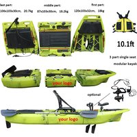 10.1FT 1-Person Pedal Drive Fin Detachable Motor Fishing Rivers Surfing Eco-Friendly HDPE Modular Kayak with Big Hatch