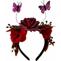 Day of The Dead Headband Butterfly Rose Flower Crown for Girls Halloween Tiaras and Crown Halo Crown Headwear Accessorie