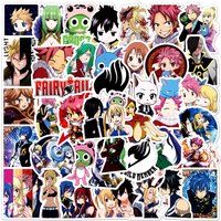 50Pcs Fairy Tail Anime Stickers Lucy Natsu Cartoon Sticker Skateboard Motorcycle Phone Notebook Gray Graffiti Decals