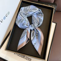 1Pcs Double-sided Print Scarf Luxury Imitation Silk Square Scarf Women‘s Neckerchief Bandanas Foulard Hairbands Neck Tie Wraps