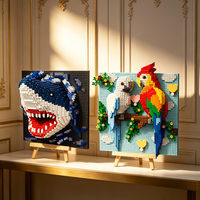 3D Building Blocks Shark Monster Head Mural Wall Block DIY Animal Pendant Wall Decor Hanging Sculpture Home Decoration Toy Gift