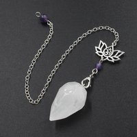 Natural Stone Pendant White Crystal Pendulums for Dowsing Divination Black Obsidian Tiger Eye Clear Quartz OM Pendulos x229