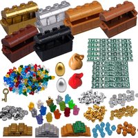 MOC Treasure Building Blocks Castle Scene Coins Diamond Gems Ore Gold Bar Chest Money Figure DIY Accessory Set Kids Toy Gift H11
