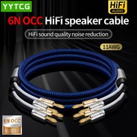 One Pair HiFi Speaker Cable High-end 6N OCC Audio Speaker Wire With Gold Plated Banana Plug Cable for Amplifier Speaker