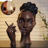 Black Woman Head Incense Female Head Airflow Incense Burner Decorative Art Airflow Incense Stand Statue For Aromatherapy