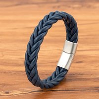 TYO Multi-color Hand-woven Leather Men Bracelet Stainless Steel Magnetic Buckle Bangle Accessories New Year Party Gift Wholesale