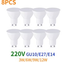 8PCS GU10 E27 E14 Lampada LED Bulb 220V Bombillas LED Lamp Spotlight 3W 6W 9W 12W LED 2835 SMD Indoor Lighting Home Decoration
