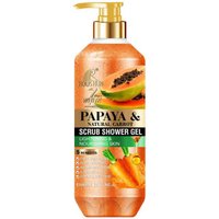 ROUSHUN Papaya Carrot SCRUB SHOWER GEL 1000ML Moisturizing and Moisturizing Skin Fragrance Preserving Large Capacity Shower Gel