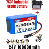 AliExpress viedakes 100% New 7S3P 18650 24V 100000mAh Rechargeable Batteries 24V Lithium Battery Wheelchair Battery 7s3p Battery Pack for Bicycle