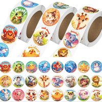 500/1500pcs Cute Animal Reward Stickers Bulk for Children Kids 30 Designs Farm/Ocean/Wild Cute Sticker with Motivational Words R