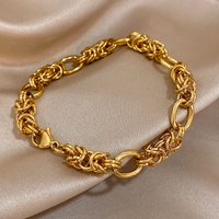 316L Stainless Steel Twisted Bracelets Bangles for Women Trendy Chunky Gold Plated Wrist Chain Bracelet Waterproof Jewelry