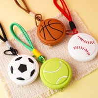 Novelty Sports Shaped Coin Purse, Soft Silicone Basketball Football Wallet, Portable Earphone Storage Case, Stylish Schoolbag Pe