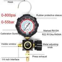 R410a Diagnostic Manifold Freon Gauge Set with Sight Glass G1/4 High Pressure A/C Refrigeration Tool for R22/R410A/R134A