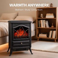 Freistehender elektrischer Kaminofen mit dreiseitigem Glas, 900 W/1800 W, mit zwei Leistungsstufen und realistischem, dreidimensionalem, mehrfarbigem LED-Flammeneffekt, eingebautem Thermostat,