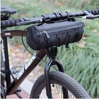 AliExpress NONE Large Capacity Adjustable Bicycle Handlebar Bag - Black Multi-Compartment Front Frame Tube Bag with Handlebar Mount, for Cycling