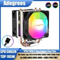 2Heatpipes CPU Processor Cooler 4PIN PWM RGB Cpu Tower Fan for Intel LGA 2011 1366 X79 X99 1700 1200 1150 AMD AM4 AM2 AM3 AM5