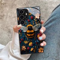 Hard Glass Honeybee Flower Case For Samsung Galaxy S26 Ultra Case Samsung S24 S22 S25 Ultra S 26 Plus S23 S20 S21 FE Cases Cover