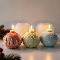 Christmas Crystal Ball Aromatherapy Candle Decoration Silicone Mold Christmas Decorative Plaster and Resin Ornament Making Mould