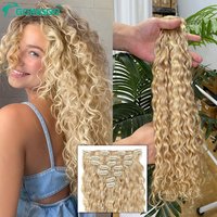 Curly Clip in Hair Extensions Real Human Hair Double Weft Water Wave Clip in Hair Extensions Natural Hairpieces Clip ins 12-22"