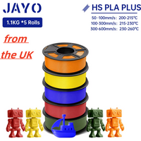 JAYO 3D High Speed PLA + 3D Printer Filament 1.75mm 5Rolls PLA Plus 3D Filament 600MM/S Fit Most 3D Printers HIgh Toughness