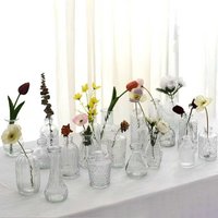 Vintage Mini Glass Vase Set Creative Transparent Small Flower Pot Floral Arrangements Relief Design Hydroponic Plant Vase Home