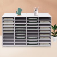 36 Compartments White/Black PVC Board Literature Organizer,Rectangular Desktop File Holder 100*30*61cm for Organize Books
