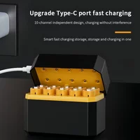 10-Slot AA 1.5V Lithium Battery Charging Station, Compact/Portable/Fast - Batteries Not Included-Only for Lithium Batteries
