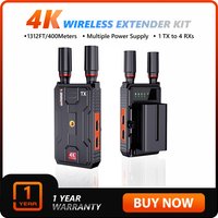 4K Wireless HDMI Video Transmitter and Receiver Extender Kit 400m Los Range For DSLR Camera Laptop to TV, Projectors,Monitor