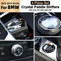 4 Piece Set Crystal Gear Paddle Shifter Knob Metal Base For BMW G20 G21 G22 G23 G26 G28 IX3 G08 X5 G05 X6 G06 X7 G07 2023 2024
