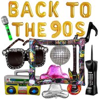 Back to the 90s Party Balloon Inflatable Disco Ball Radio Boom Box Mobile Phone Guitar Microphone Balloon 80s 90s Hip Hop Decors
