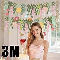 Birthday Party Banner Spring Decor Floral Theme Hanging Happy Birthday Flower Banner Party Supplies for Baby Shower Backdrop