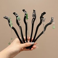 Chinese Style Bamboo Joint Tassel Hair Stick Vintage Black Wood Chopstick Hairpin For Women Girls Classic Hanfu Hair Accessories