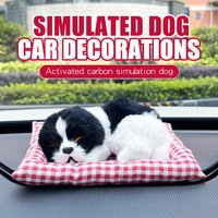 Cute simulated pet fluffy dog plush puppy decoration car ornaments dashboard activated carbon home accessories cabinet bookshelf