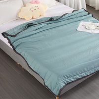 Summer Cooling Blanket for Bed Flannel + Ice Fiber Thin Blankets High Quality Cool But Not Ice Throw Blanket Napp Blankets Rest
