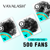 VAVALASH 500 Fans Loose Fan Lashes 10D 12D 14D Pointy Base Premade Medium Stem Sharp Thin Russian Eyelash Extensions