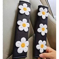 2pcs Flower Shoulder Pad Car Seat Belt Small Interior Decoration Protection Cartoon Creative Insurance Cover Car Accessories